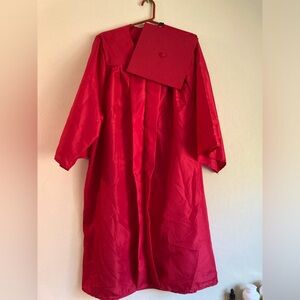 Red Graduation Cap and Gown